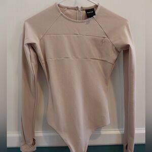 Cream Long Sleeve Crewneck Bodysuit by Khy